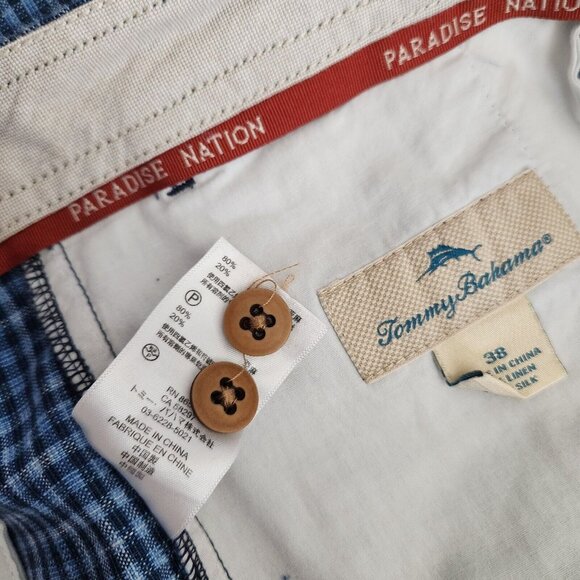 Tommy Bahama Linen Silk Shorts Mens 38 Checkered Chino Summer Mid‎ Rise 40x11 - Picture 12 of 15